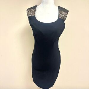 Guess little black dress with sequined shoulders Sz S/M